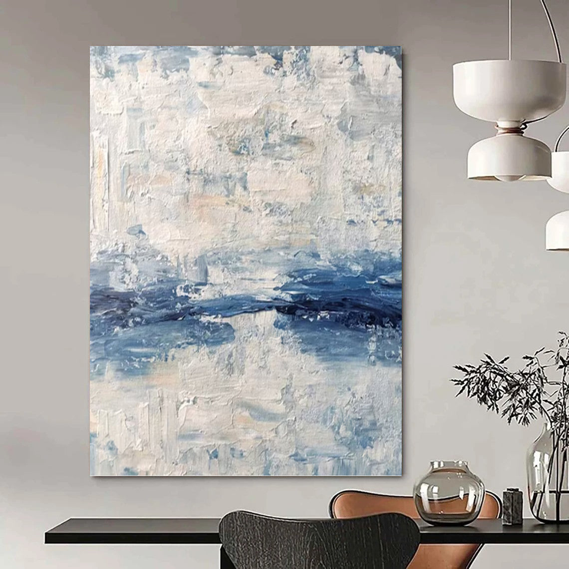 Supersized - Format Vertical Hand - Painted Textured Custom Abstract Madrigal, for Living Room and Entryway DKH1546