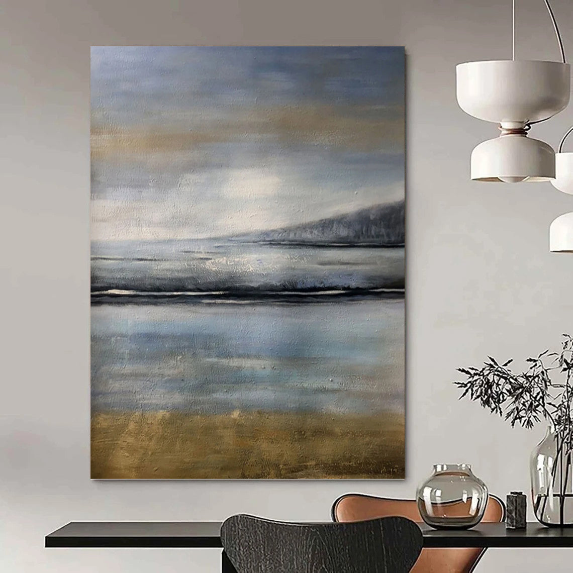 Tall - Stretch Vertical Hand - Painted Textured Custom Abstract Hymn for Hotel and Bedroom DKH1576