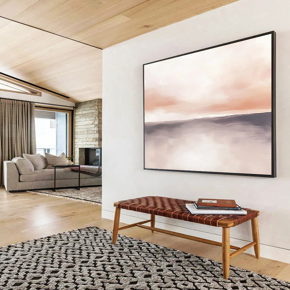 “Blush Horizon” - Soft Pink, Gray, Tranquil Sky and Water Painting On Canvas HB0926