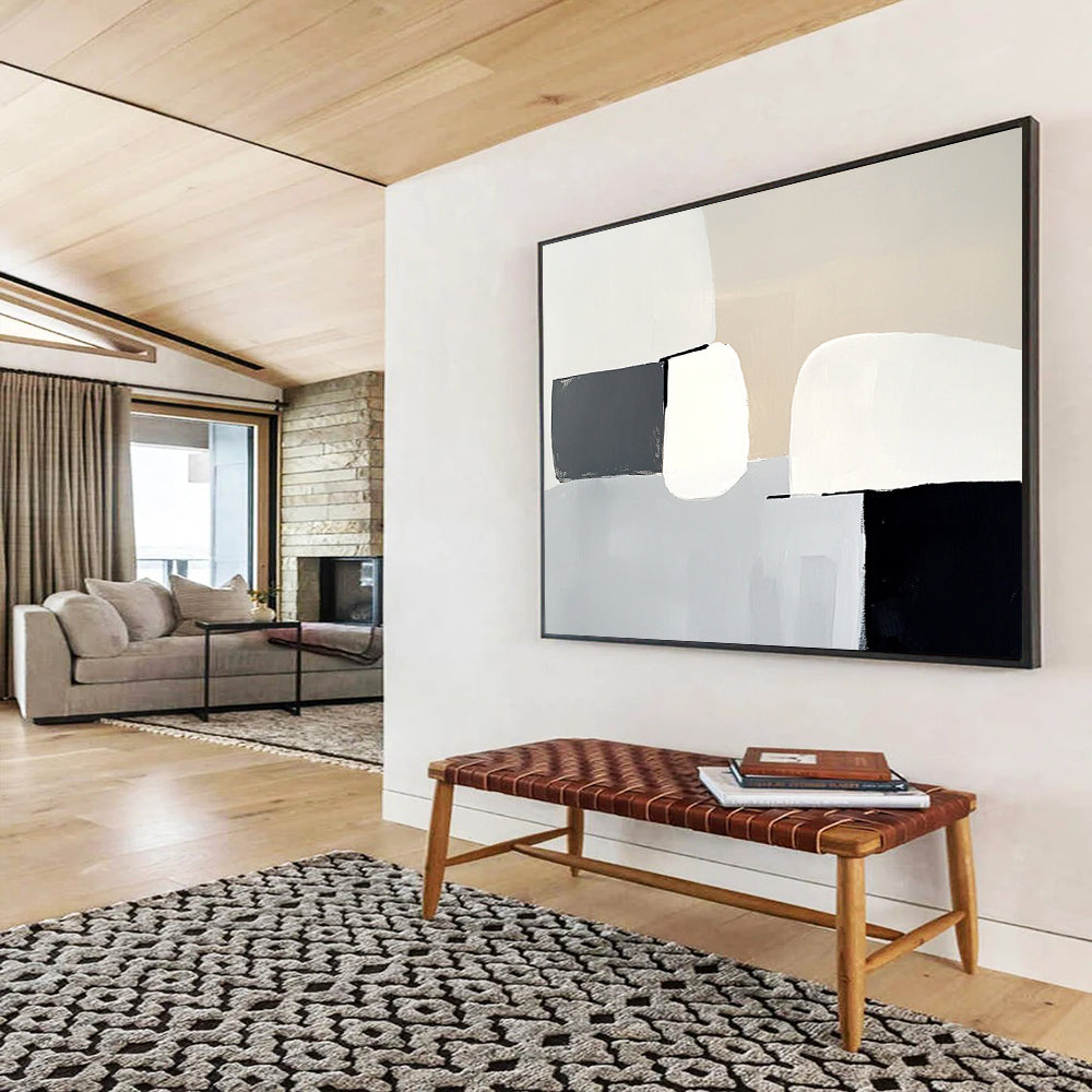 “Monochrome Minimalism” - Gray, White, Black, Abstract Forms - Minimalist Acrylic Painting HB1511