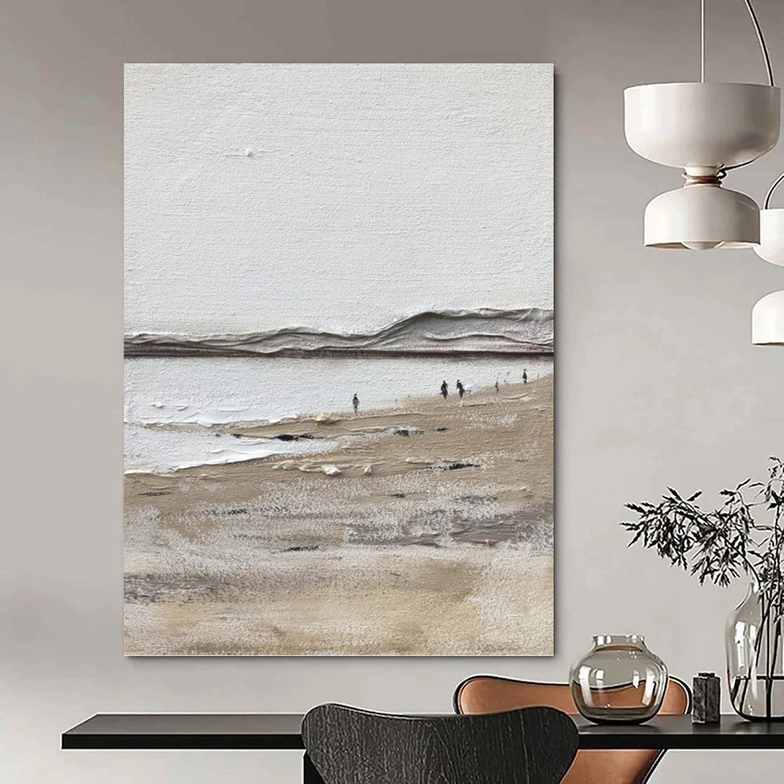 Custom Vertical Hand - Painted Abstract Creation for Living Room and Dining Room DKH1674