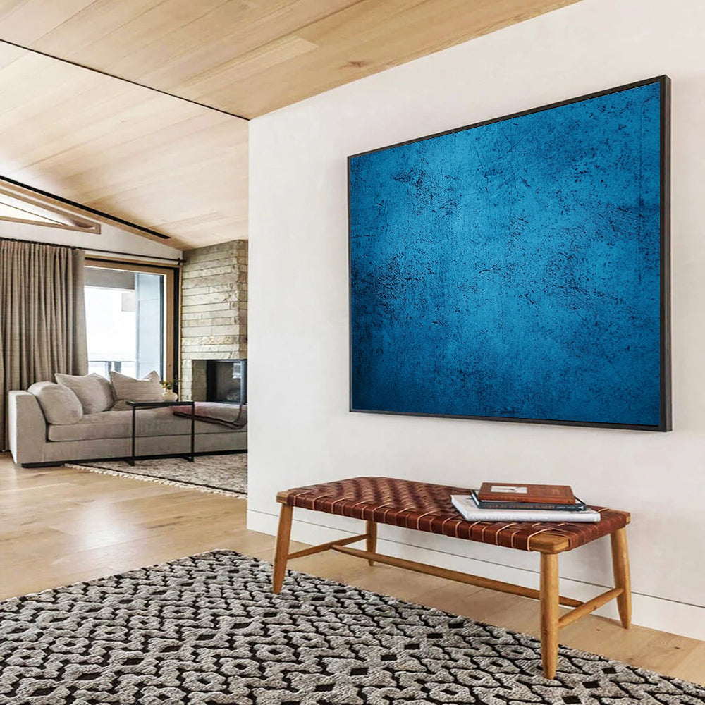 Solid Blue Textured Background - Minimalist Abstract Painting On Canvas HB0470