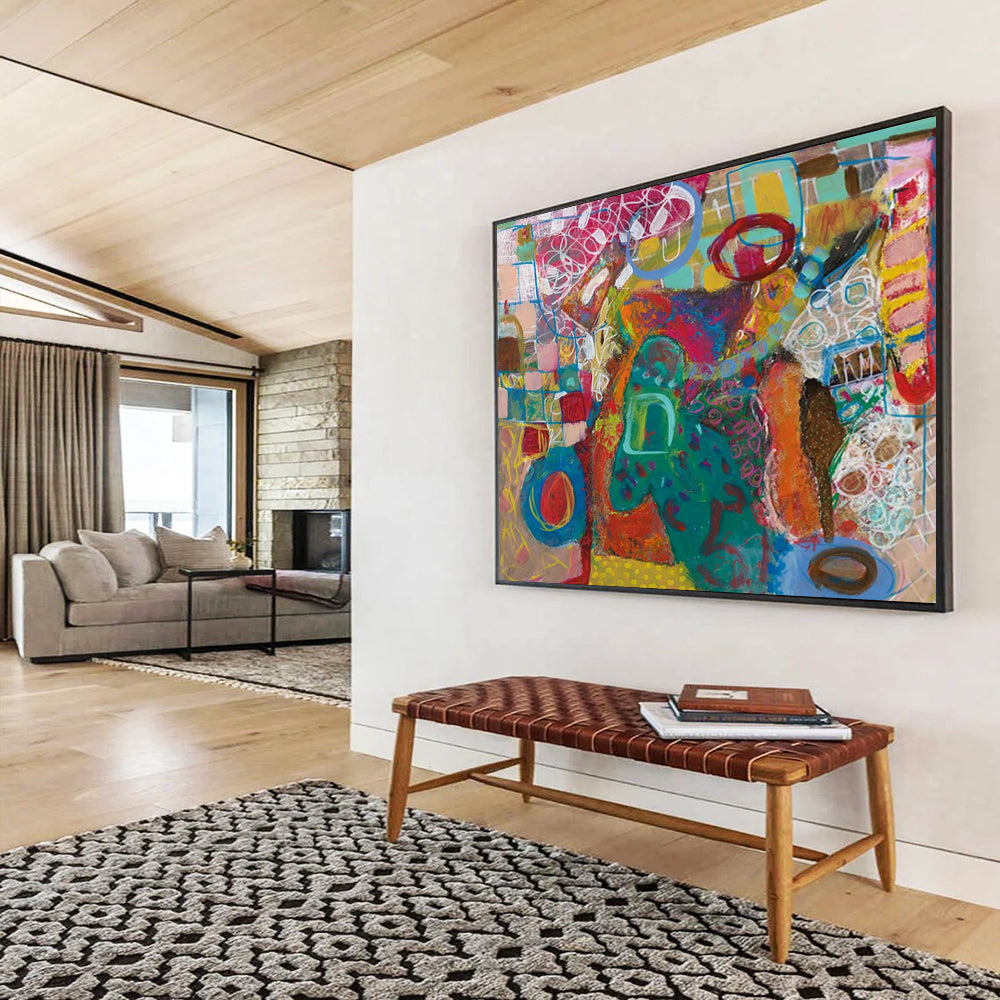 Bright Abstract Expressionism - Playful Living Room or Nursery Decor DLZ244