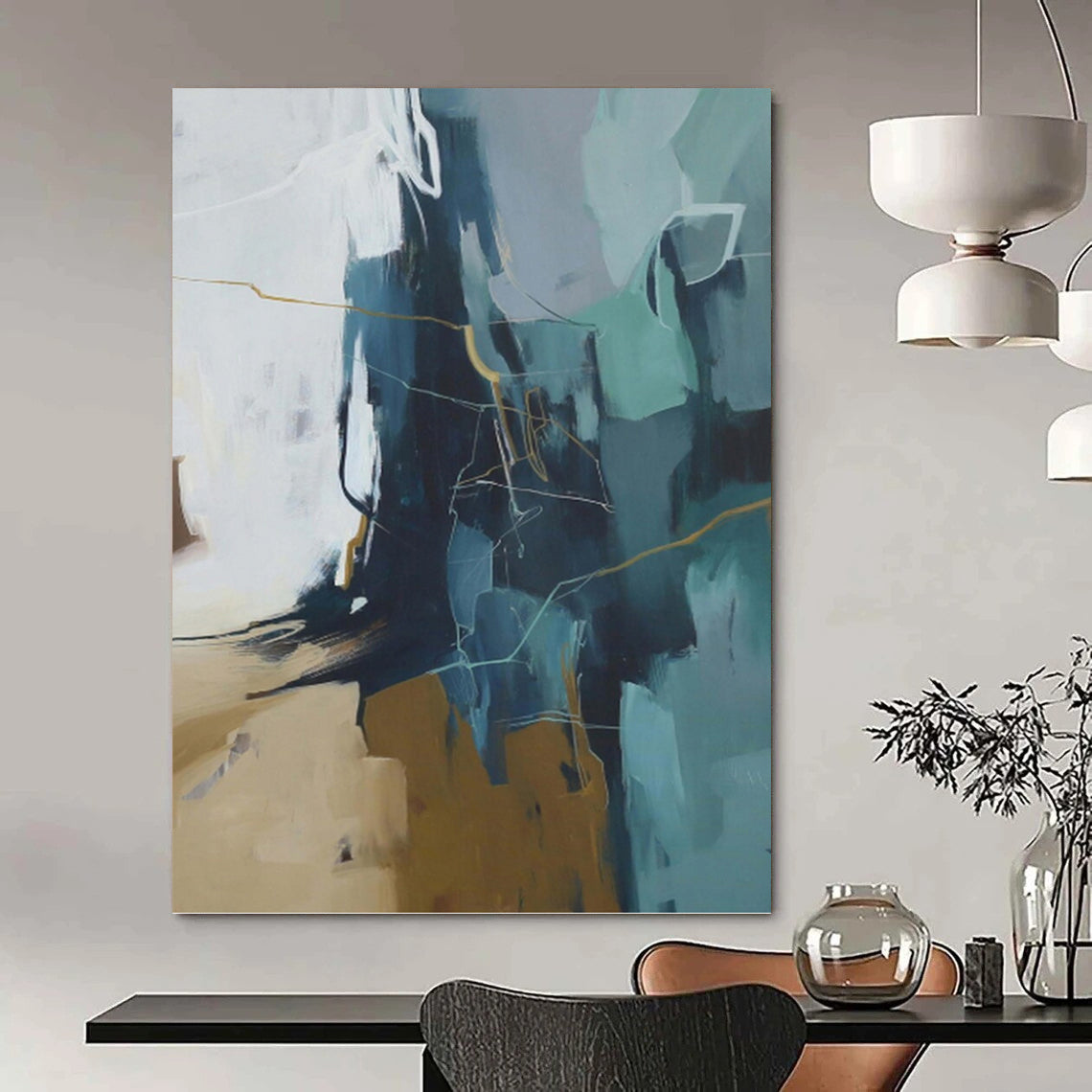 Colossal Hand - Painted Custom Textured Abstract Canvas for Hotel Suite & Living Room DKH1016