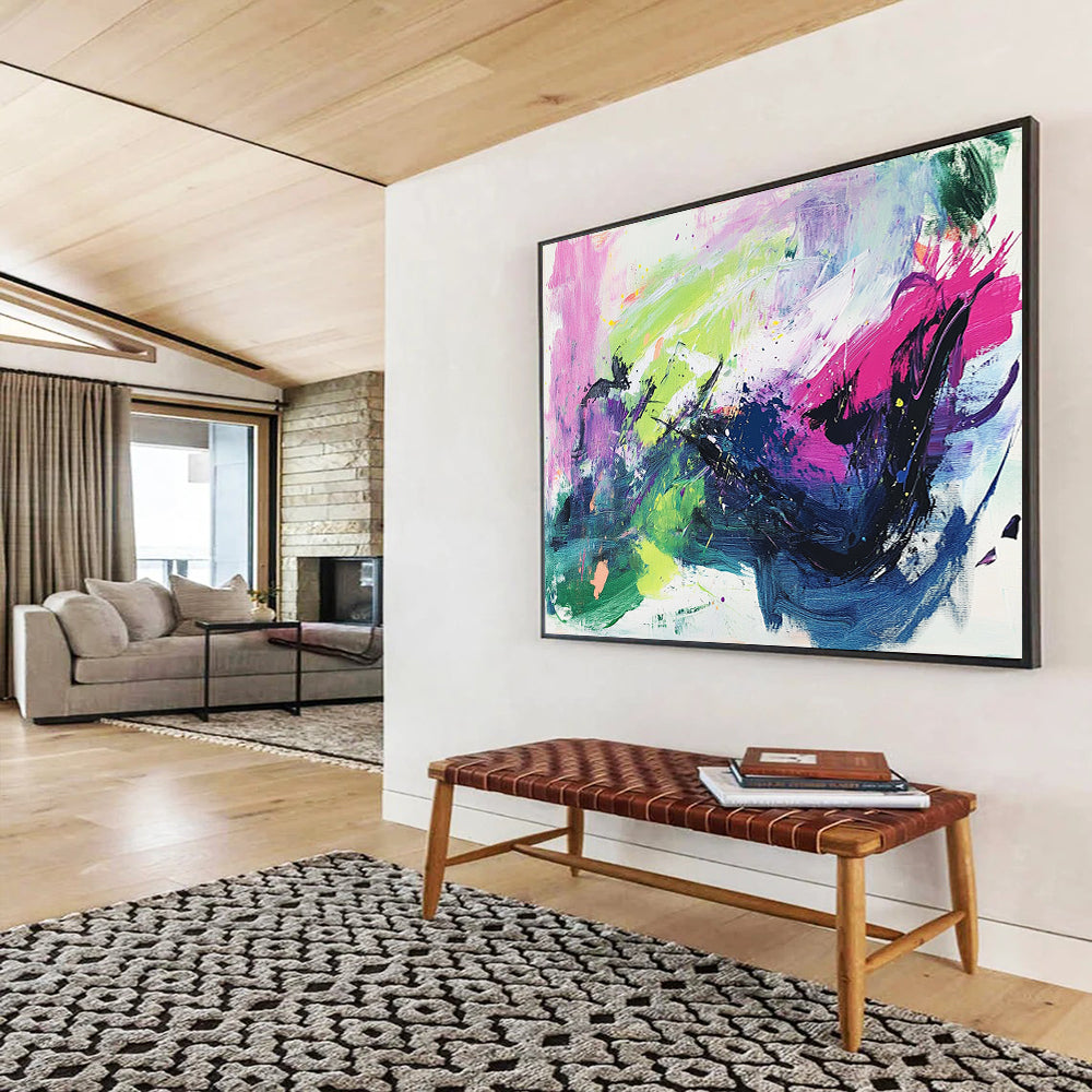 “Vibrant Color Splash Abstract” - Vibrant Palette, Energetic Splashes Painting On Canvas HB0875