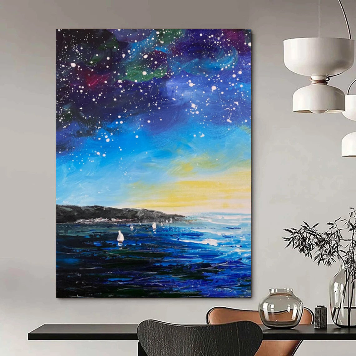 Custom Hand-Painted Abstract Mural for Office & Hotel LargeART1901