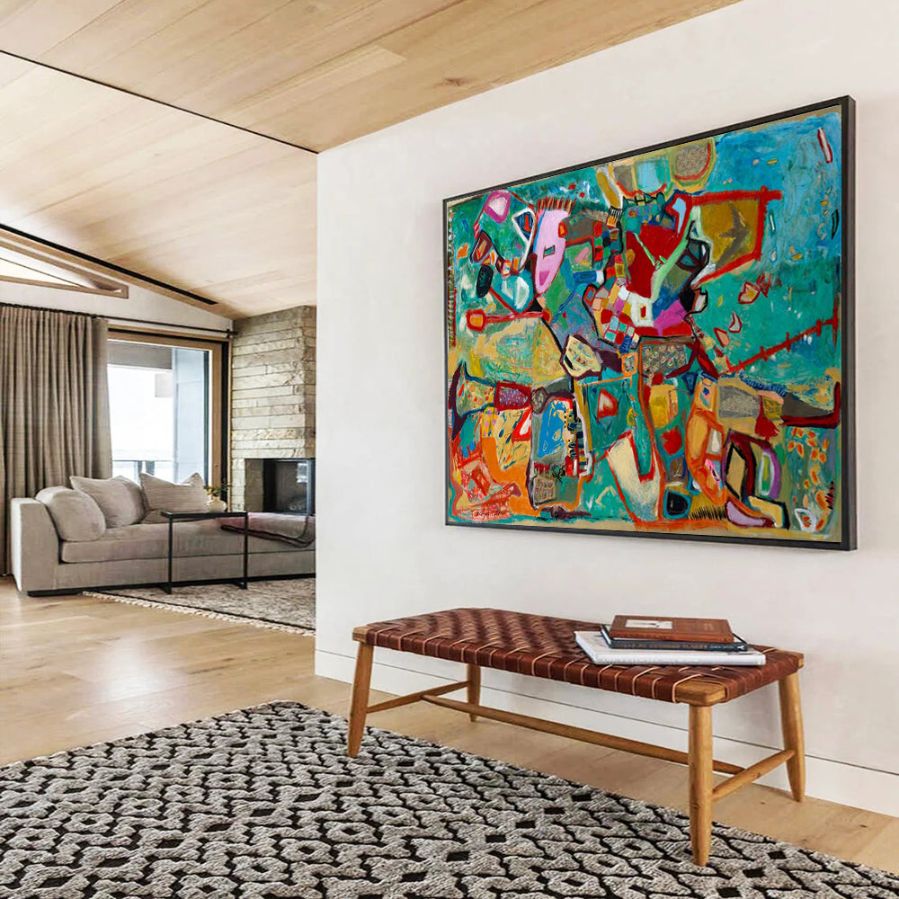 Colorful Abstract Collage - Bold Modern Living Room Focal Point DLZ233