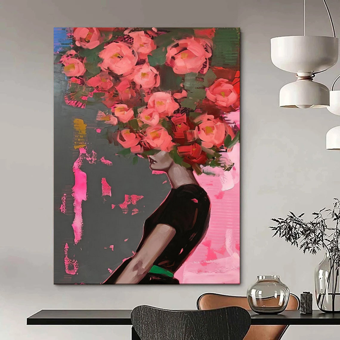 Opulent & Ornate Large-Scale Custom Hand-Painted Abstract Painting for Dining Room & Hotel LargeART1952