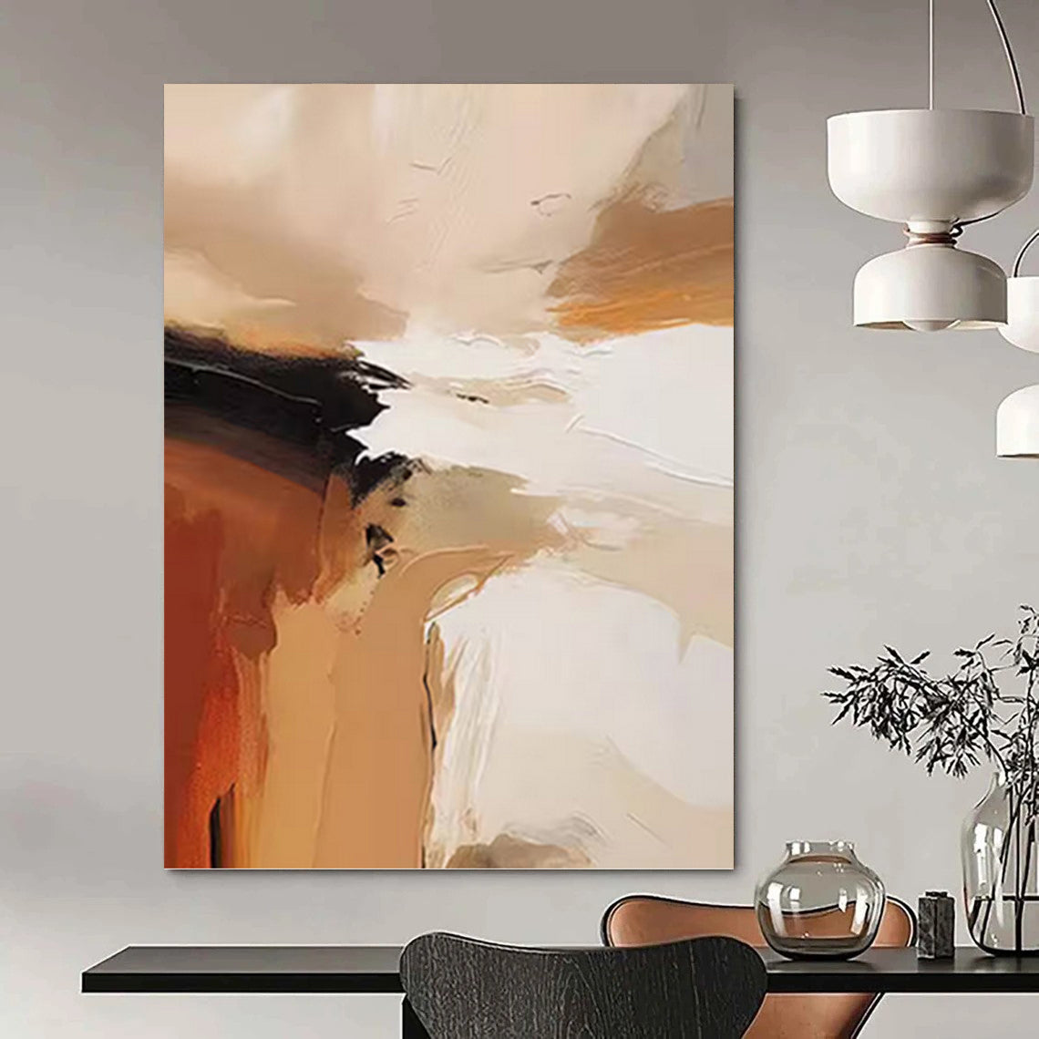 Alluringly Grand Hand - Painted Textured Abstract Painting for Retail Store & Showroom DKH1243