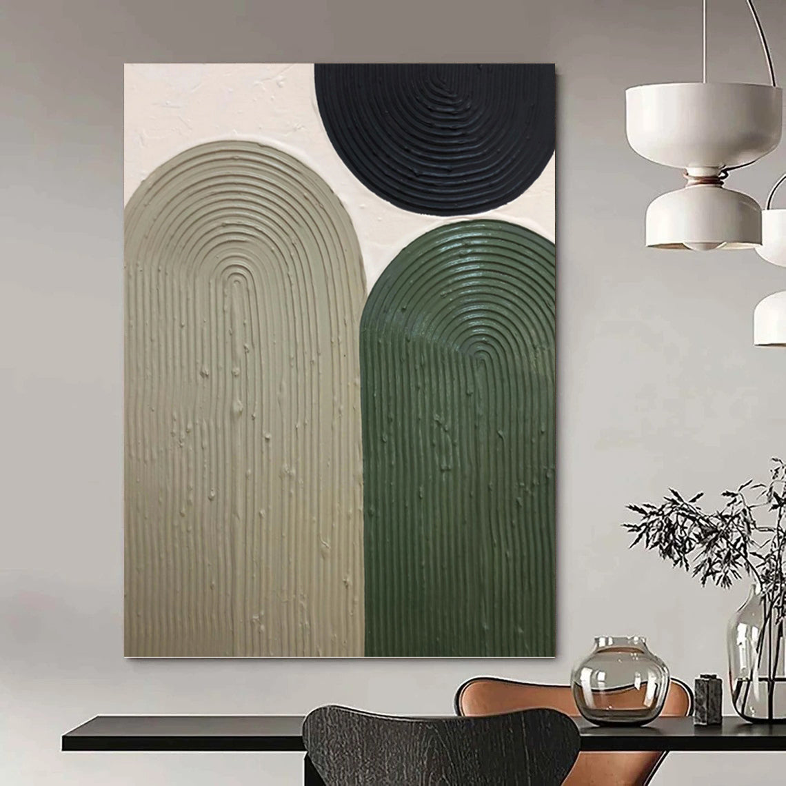 Designer - Curated Prestige: Hand - Rendered Textured Canvas Art for Hotel Suite & Living Room DKH1166