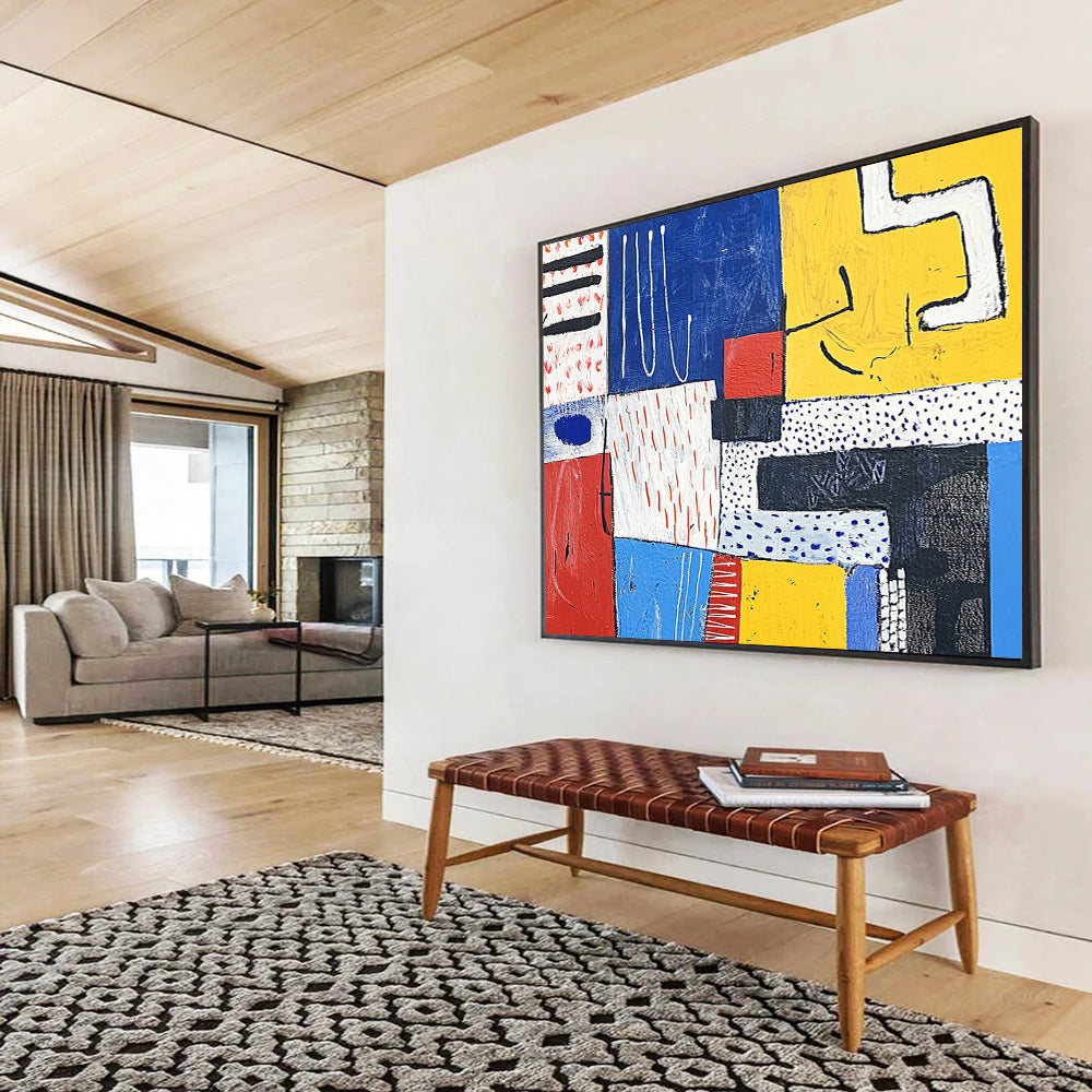 “Color - Block Abstract” - Mixed bright colors, geometric shapes, Abstract Painting On Canvas HB0556