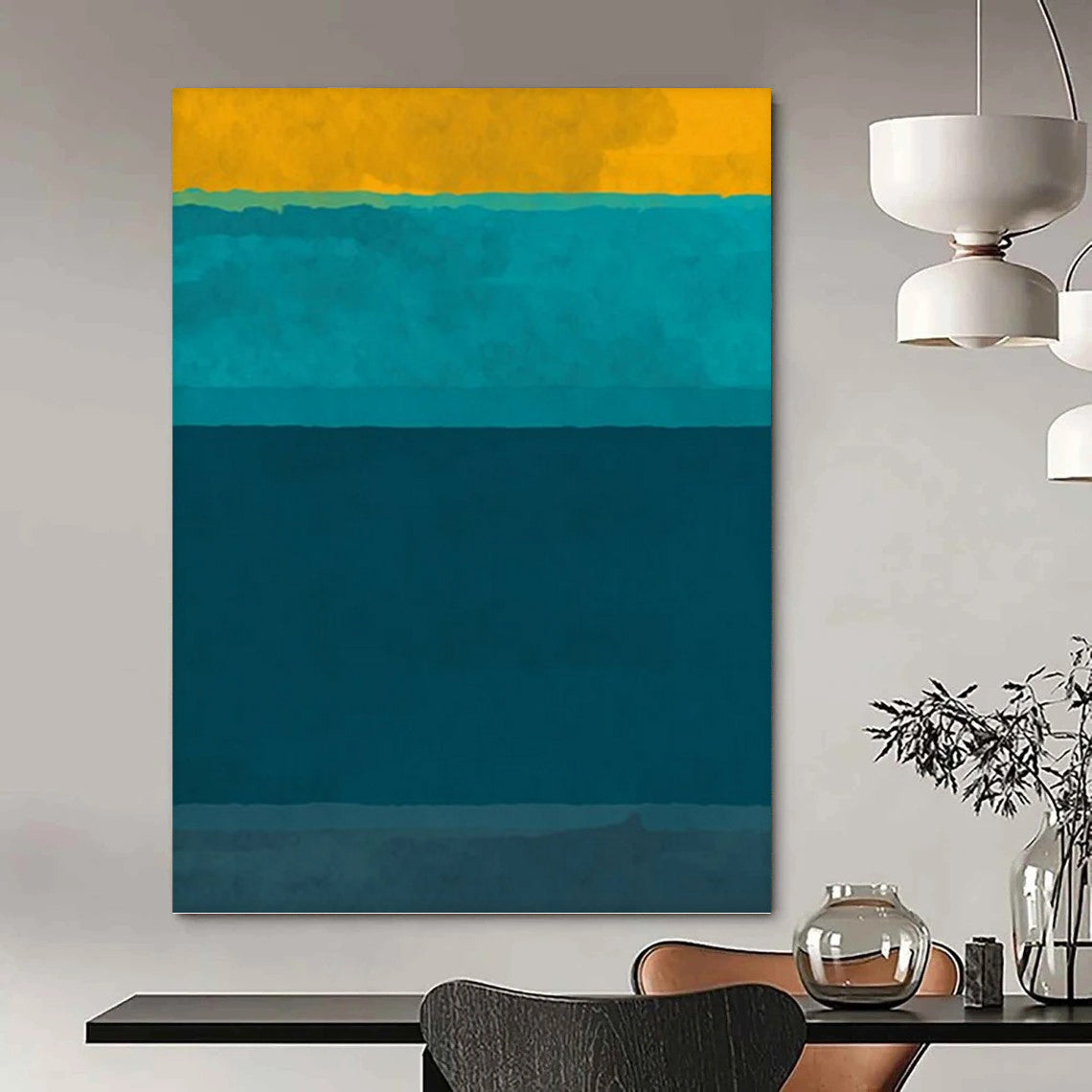 Tall - Standing Vertical Hand - Painted Custom Abstract Gem (with Braided - Rope Textures) for Living Room and Hotel DKH1623