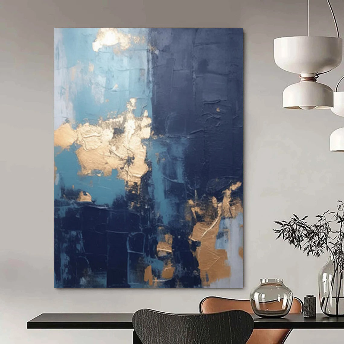 Snow - Capped Peaks: Monumental Hand - Painted Custom Abstract Art for Office and Hallway DTP130