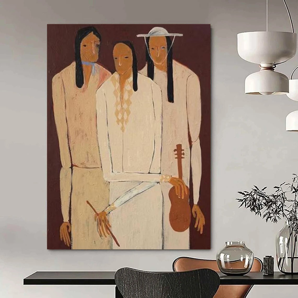 Meandering Textures: Giant Custom Abstract Canvas for Dining Room and Hallway DTP141