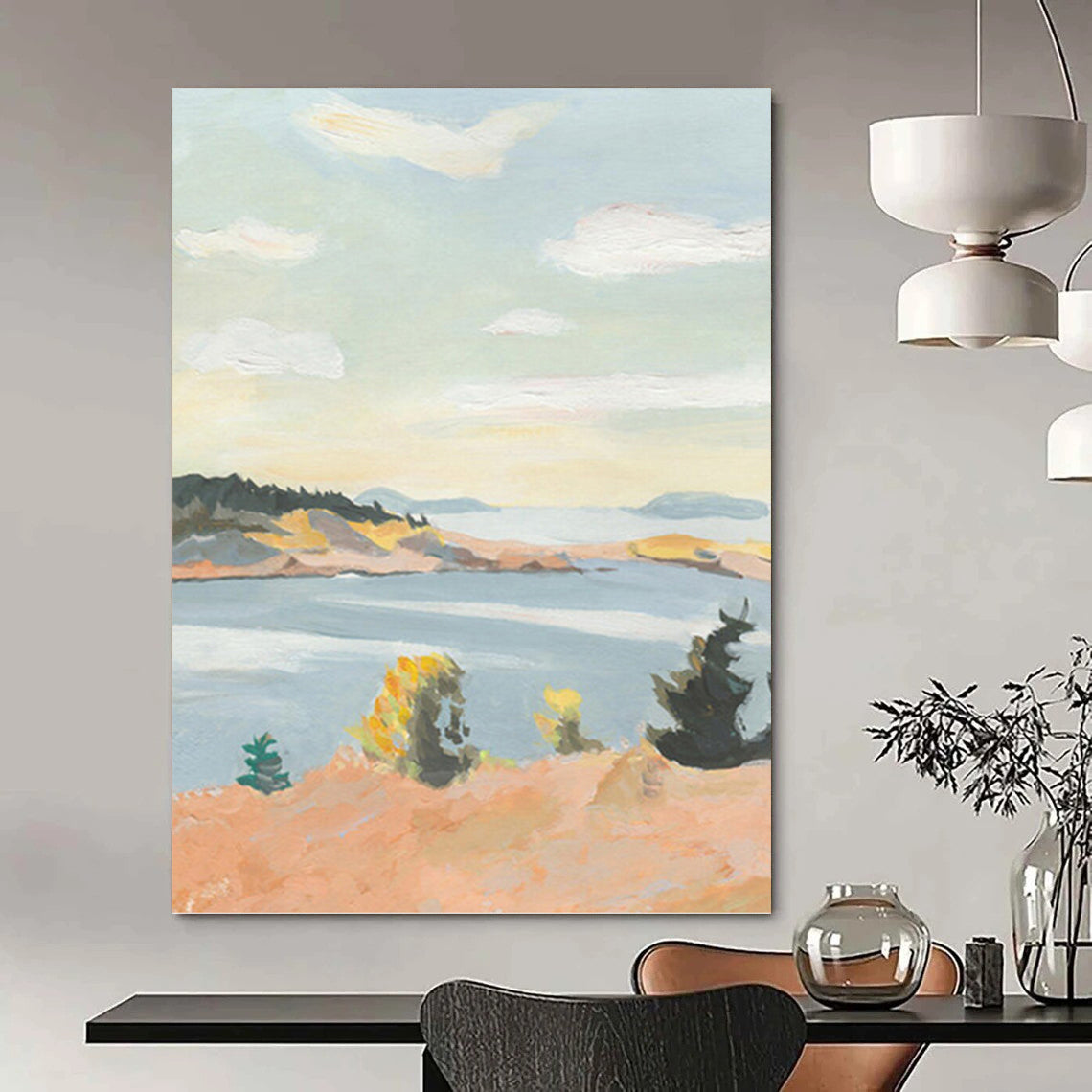 Large - Format Hand - Painted Custom Abstract Canvas (with Abundant Textures), for Decorating Living Room and Bar DKH1460