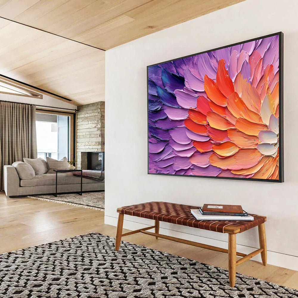 “Impasto Flower Petals” - Purple, Pink, Orange - Textured Floral Impasto - Acrylic Painting HB1326