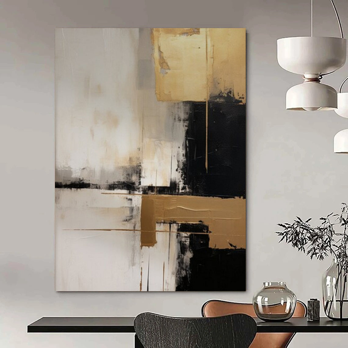 Oversized-Scale Hand-Painted Abstract Canvas for Family Room & Game Den LargeART2251