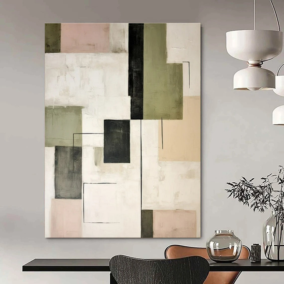 Hand-Painted Bespoke Abstract Art for Living Room & Hotel Fitness Terraces LargeART1446