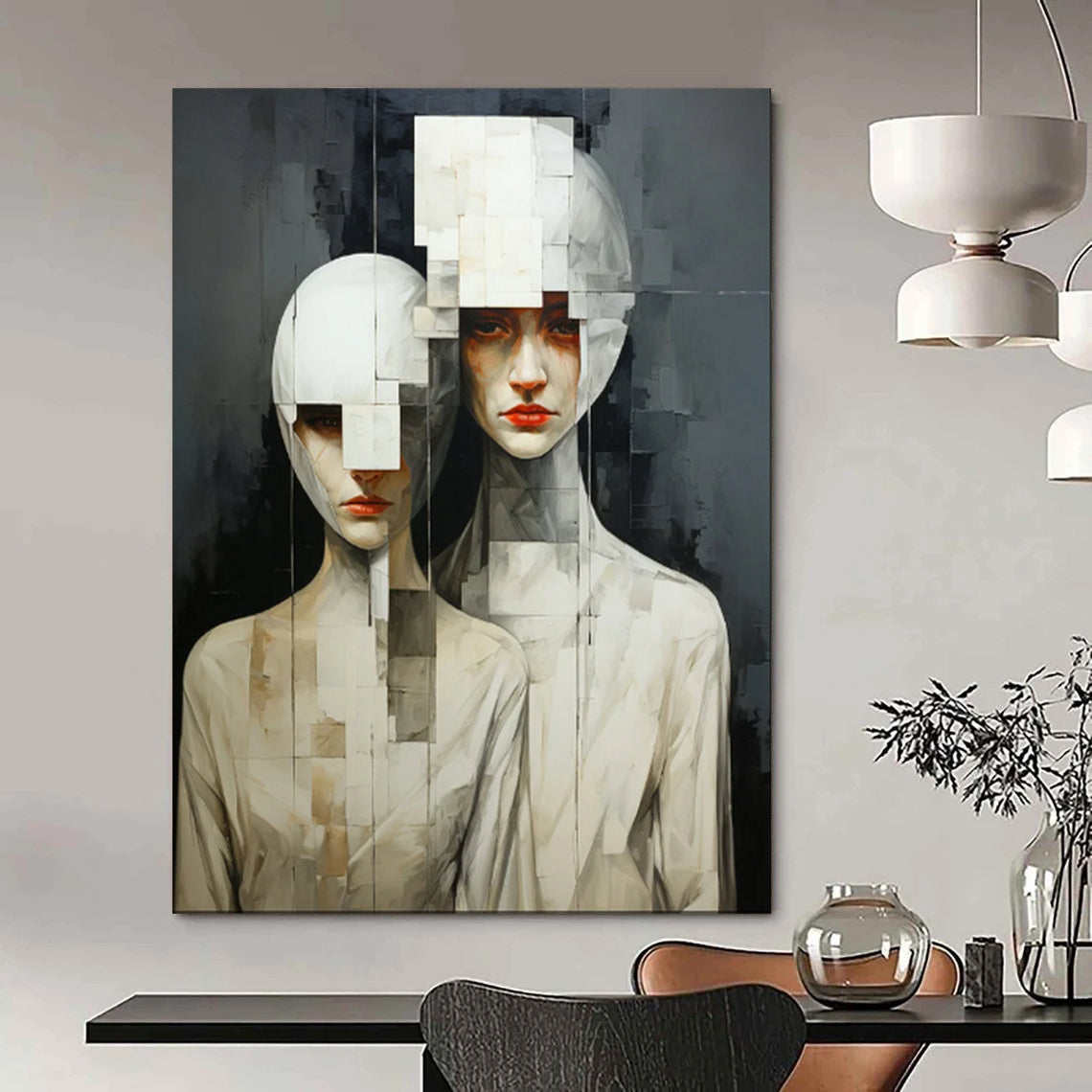 Custom Hand-Painted Abstract Painting for Office & Dining Room LargeART1895