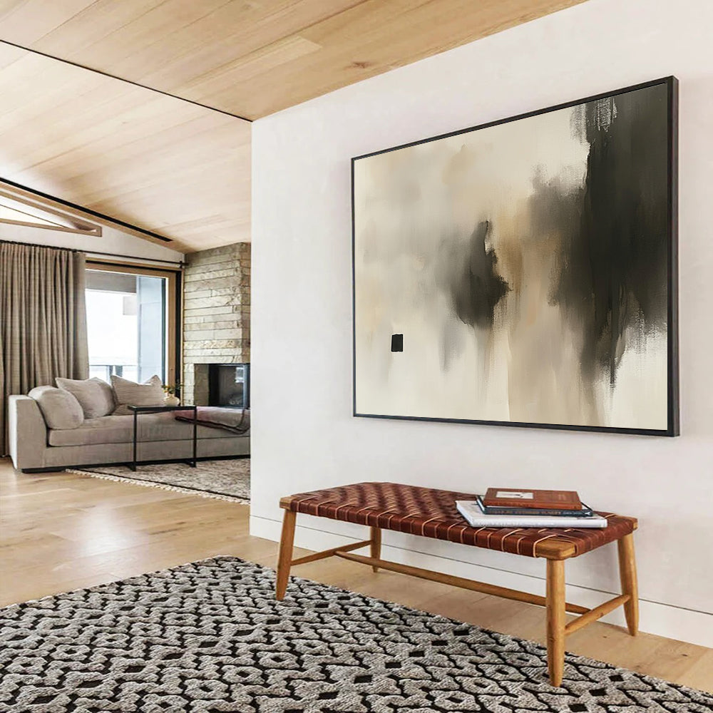 “Neutral Mist” - Beige, Gray, Black, Subtle Textures - Minimalist Acrylic Painting HB1545