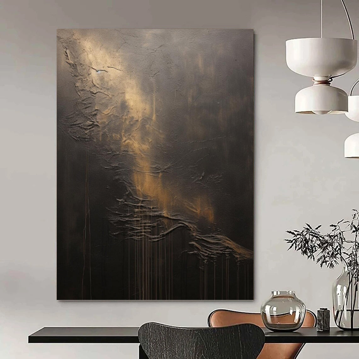 Vertical Hand - Painted Large Abstract Custom Gem for Living Room and Hallway DKH1663