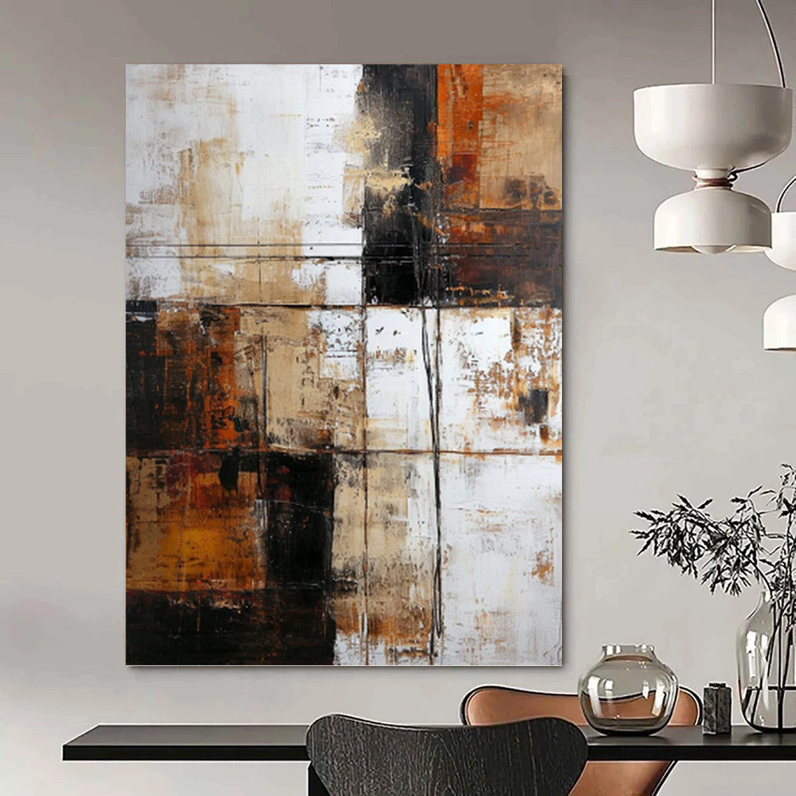 Heartwarming Hand - Painted Textured Abstract for Dining Room & Entryway DKH1308