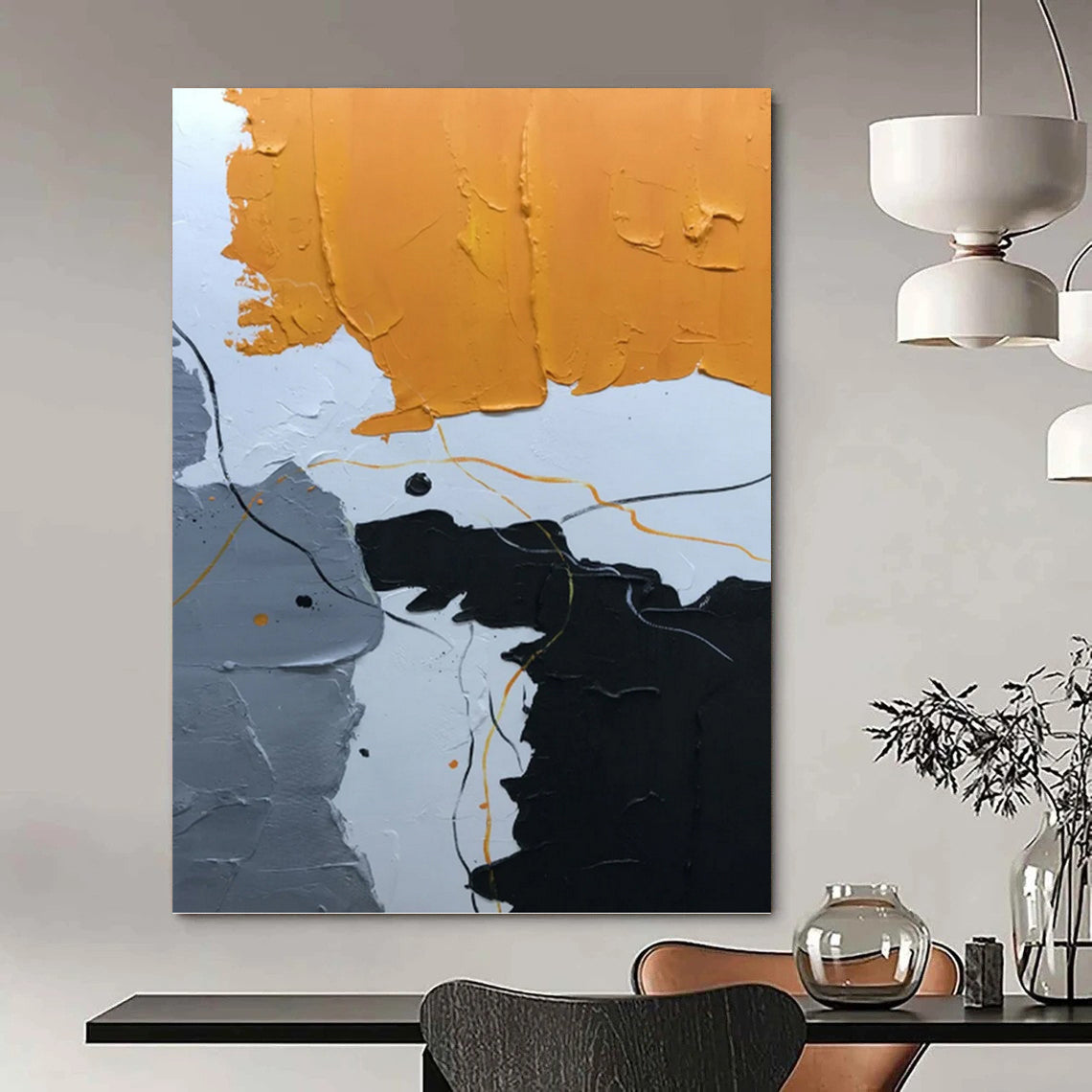 Serene Hand - Painted Textured Abstract for Bedroom & Living Room DKH1334