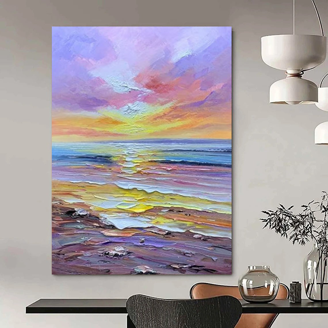 Hand-Painted Large Abstract Paintings: Textured Styles for Bar & Hotel DTP261