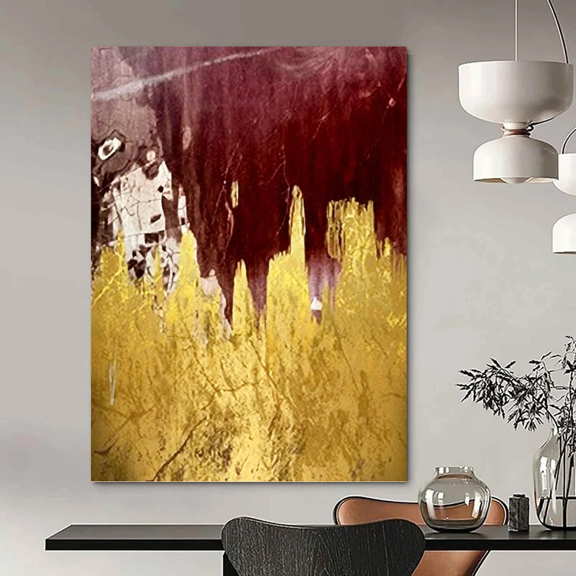 Heartfelt Hand - Painted Textured Abstract for Dining Room & Living Room DKH1336