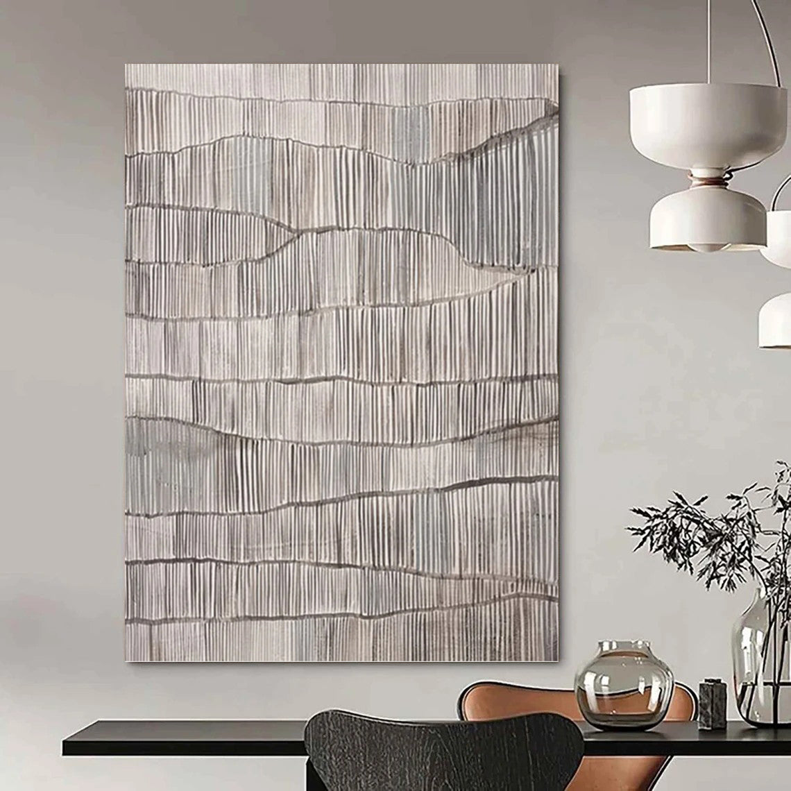 Colossal Hand - Painted Custom Textured Abstract Canvas for Dining Room & Bar DKH1034