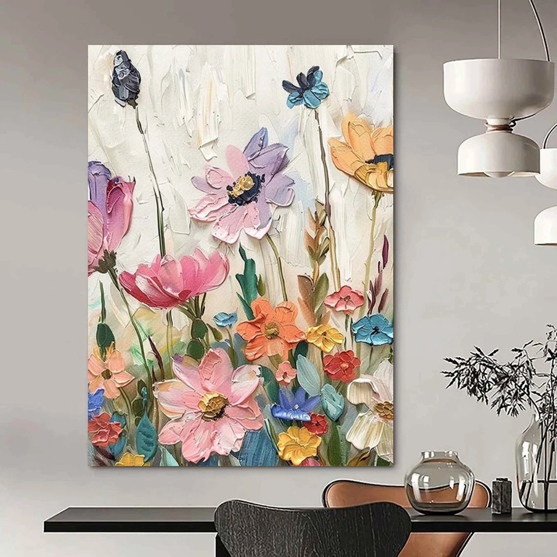 Harmonic Drift: Vast Hand - Painted Textured Custom Abstract Work for Bedroom and Dining Room DTP087