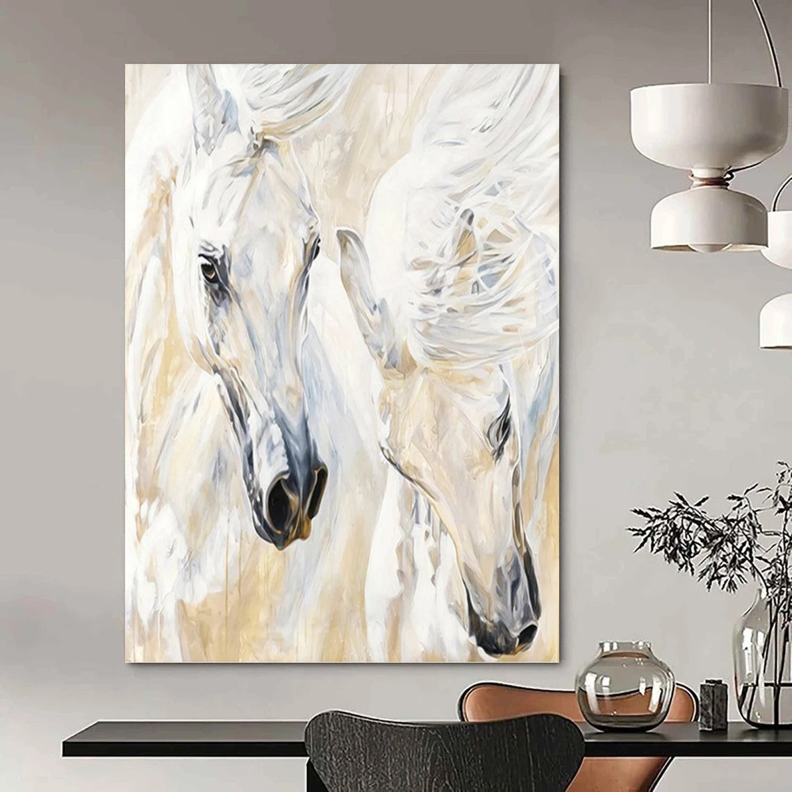 Custom Vertical Hand - Painted Large Abstract Canvas for Office and Entryway DKH1641