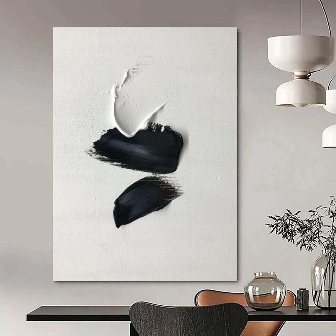 Custom Vertical Hand - Painted Large Abstract Gem for Bedroom and Hotel DKH1666