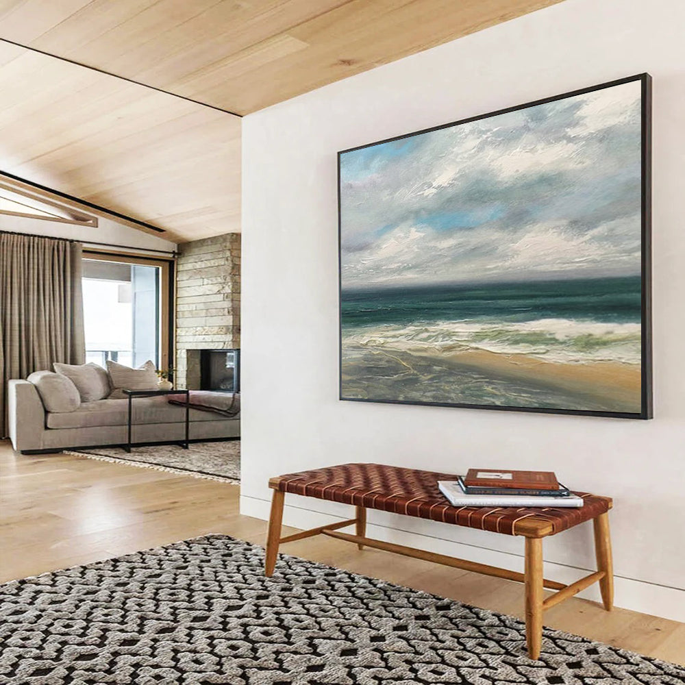 Serene Coastal Beach Scene - Relaxing Living Room Art DLZ021
