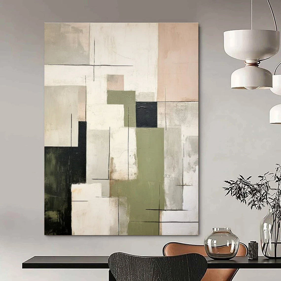 Custom Hand-Painted Abstract Painting for Office & Hotel Outdoor Patios LargeART1445