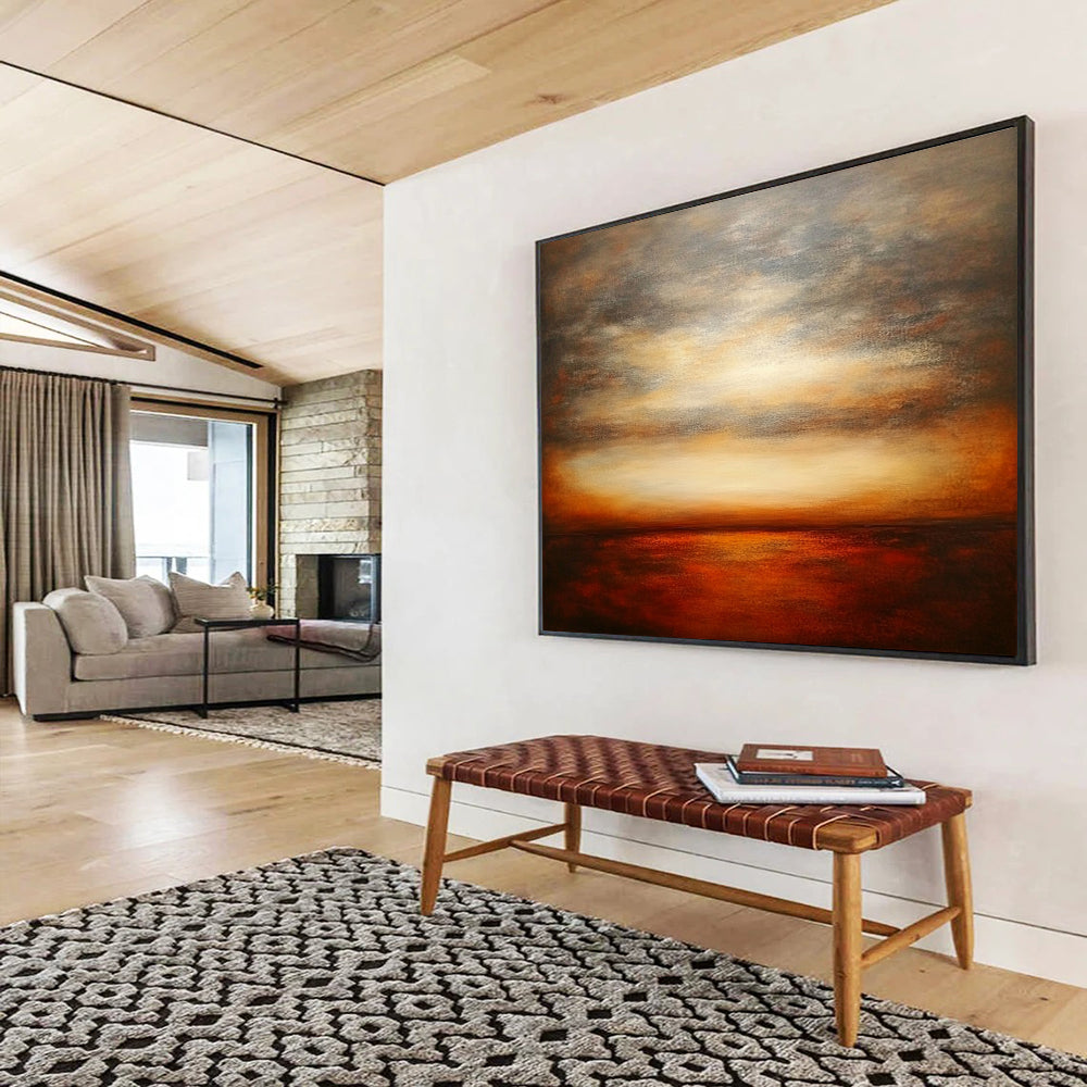 “Warm - Toned Sunset Sea” - Impressionist Landscape Painting HB0534