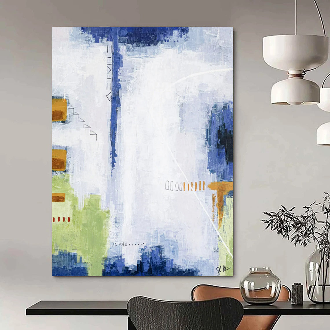 Exquisite Massive-Scale Hand-Painted Abstract Canvases: Adorn Your Bedroom & Hotel LargeART2391