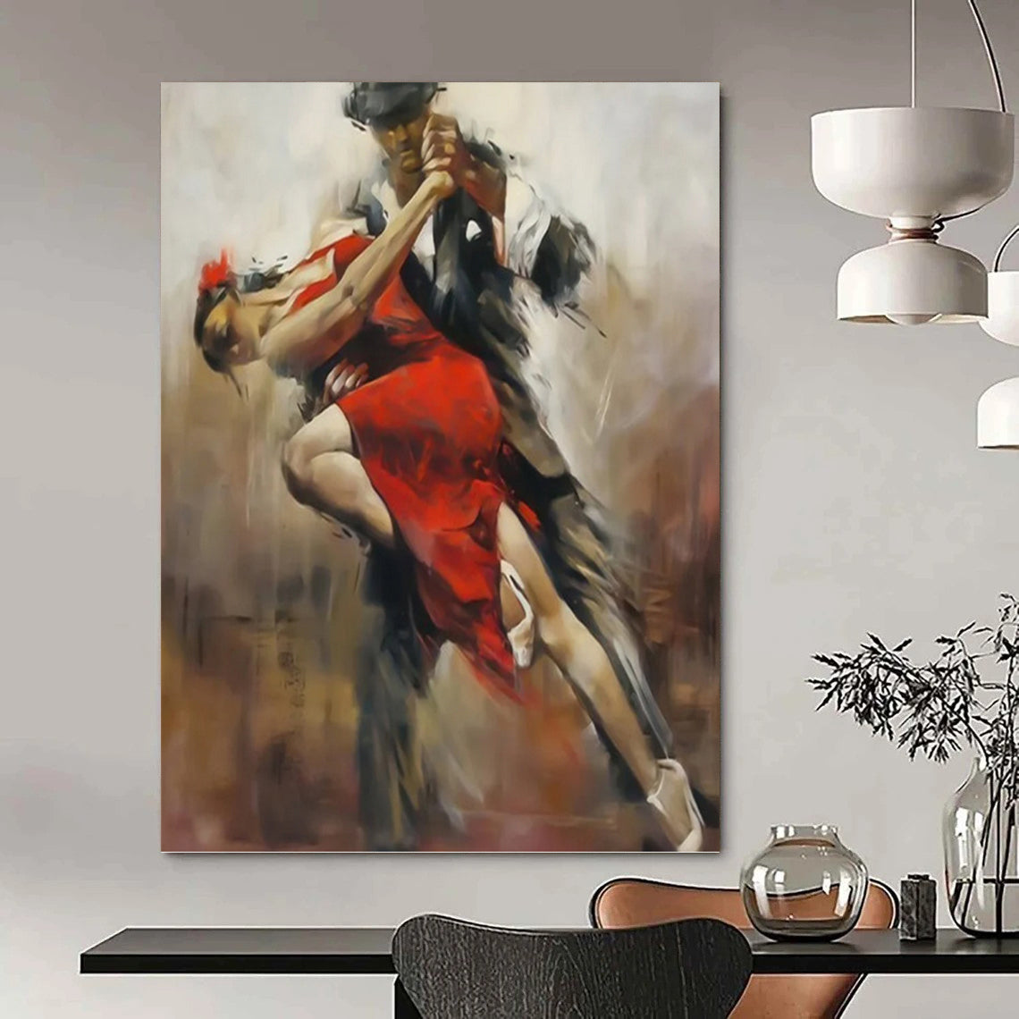 Custom Vertical Hand - Painted Large Abstract Gem for Bedroom and Hotel DKH1637