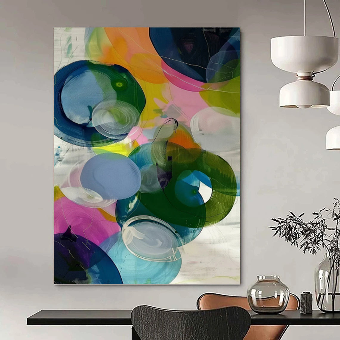 Large Hand - Painted Custom Textured Abstract Mural for Bar & Hotel Lobby DKH0999