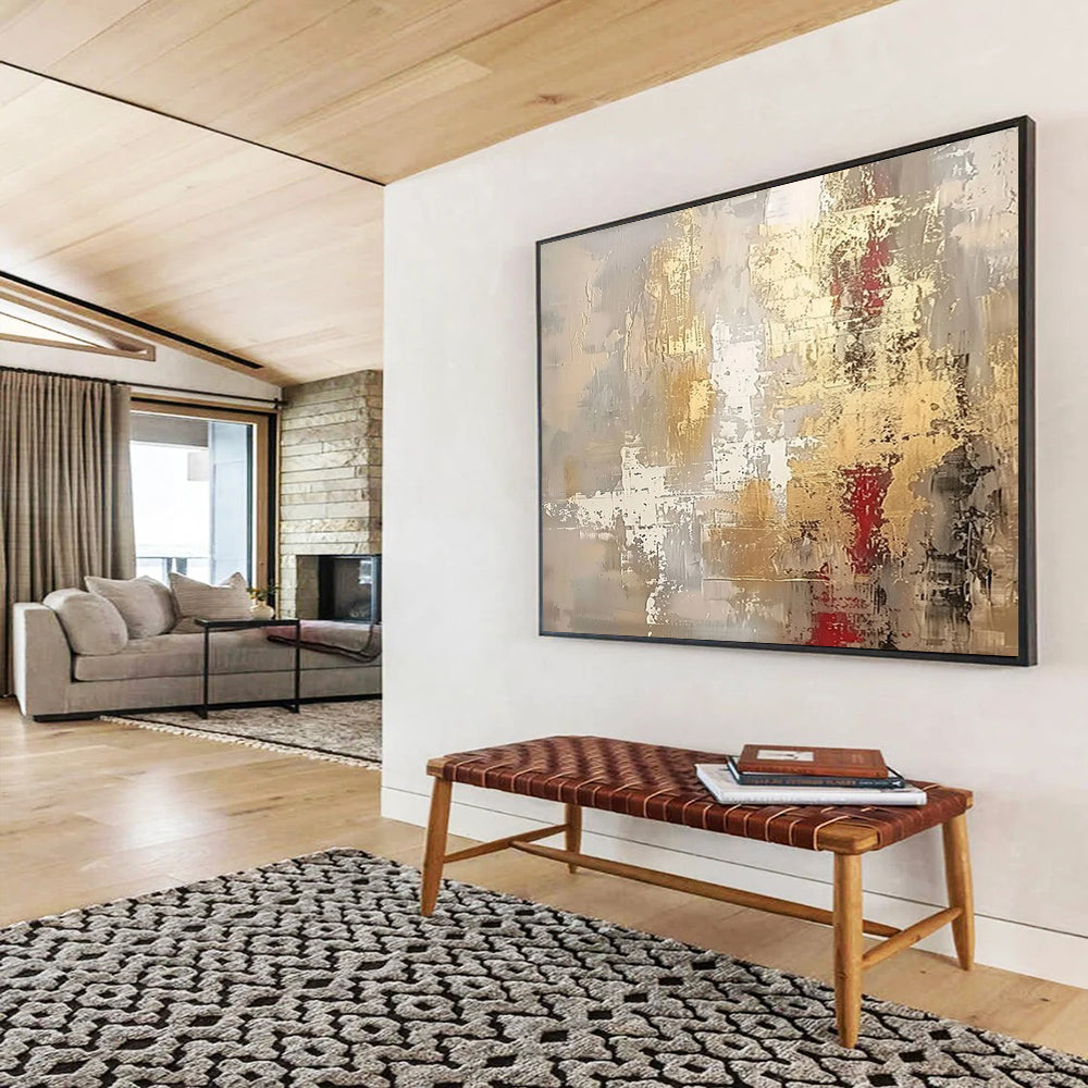 Gold & Red Abstract Elegance - Sophisticated Dining Room Glam DLZ045