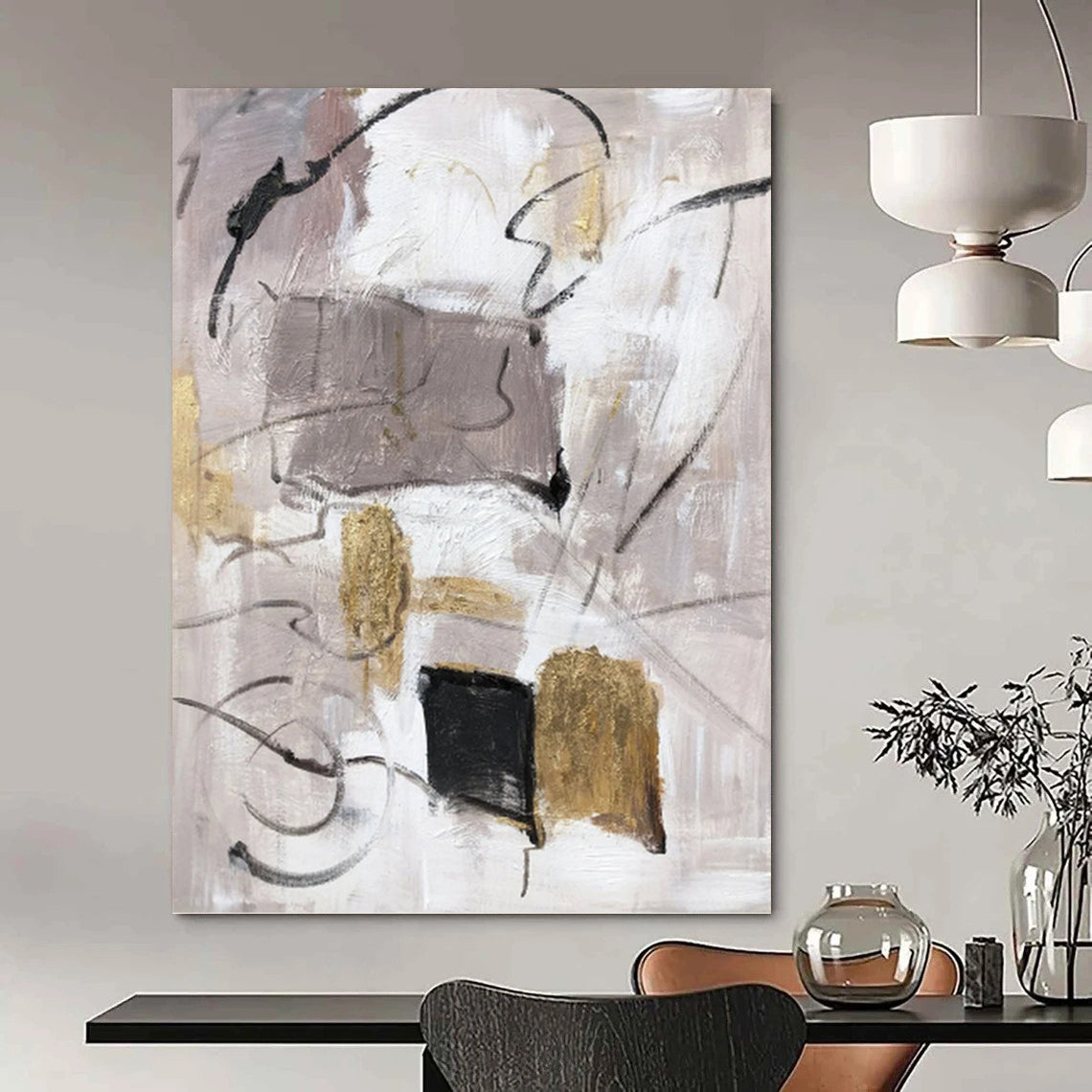 Enchanting Hand - Painted Textured Abstract for Dining Room & Hotel DKH1285