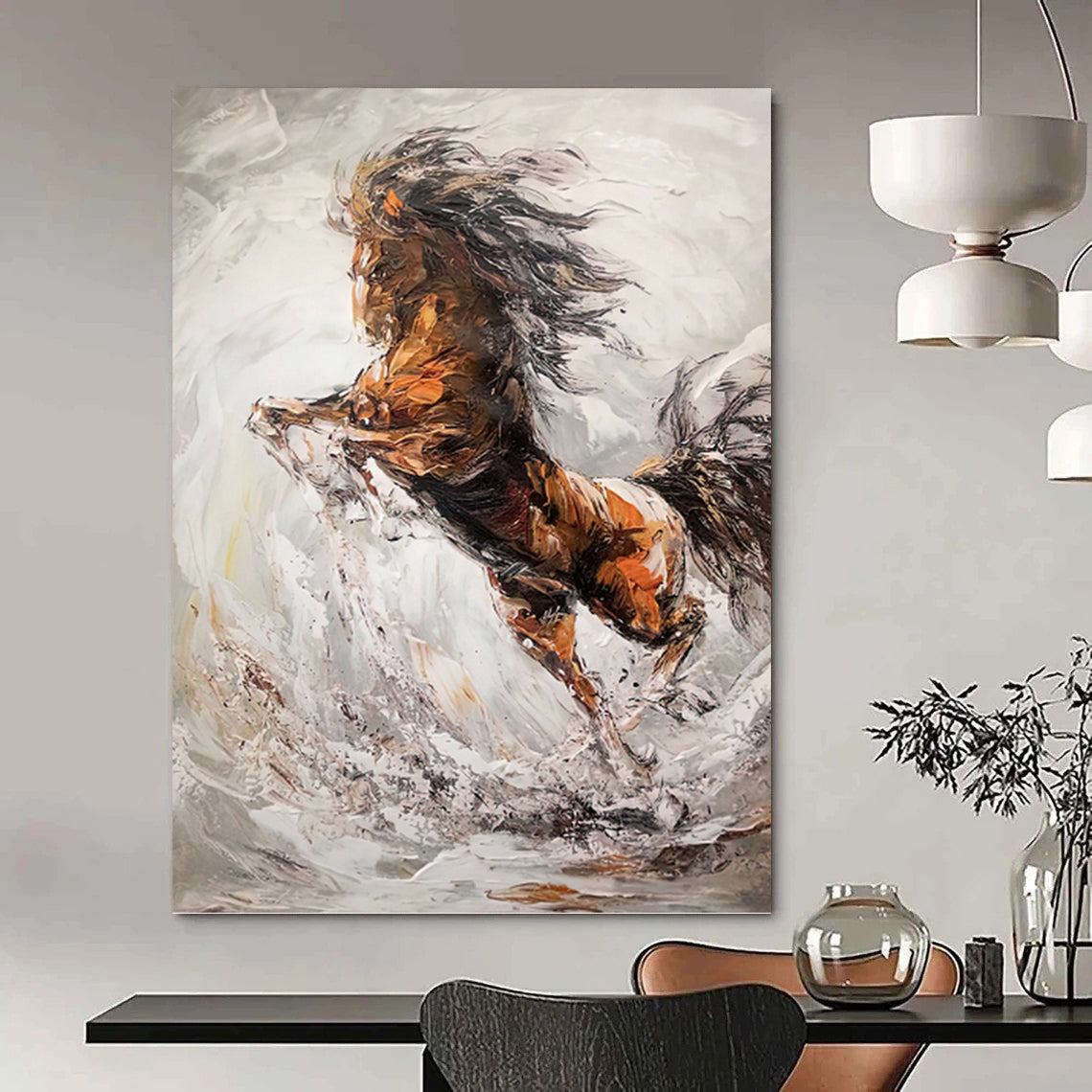 Large - Sized Dynamic Hand - Painted Textured Abstract Painting on Canvas for Living Room & Office DKH1431