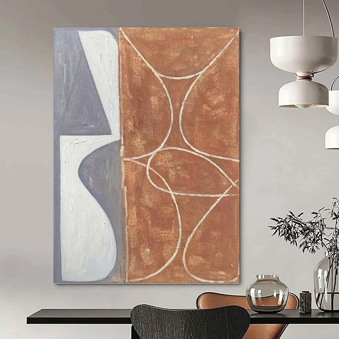 Designer - Curated Luxury: Hand - Rendered Textured Canvas Art for Hotel Suite & Living Room DKH1138