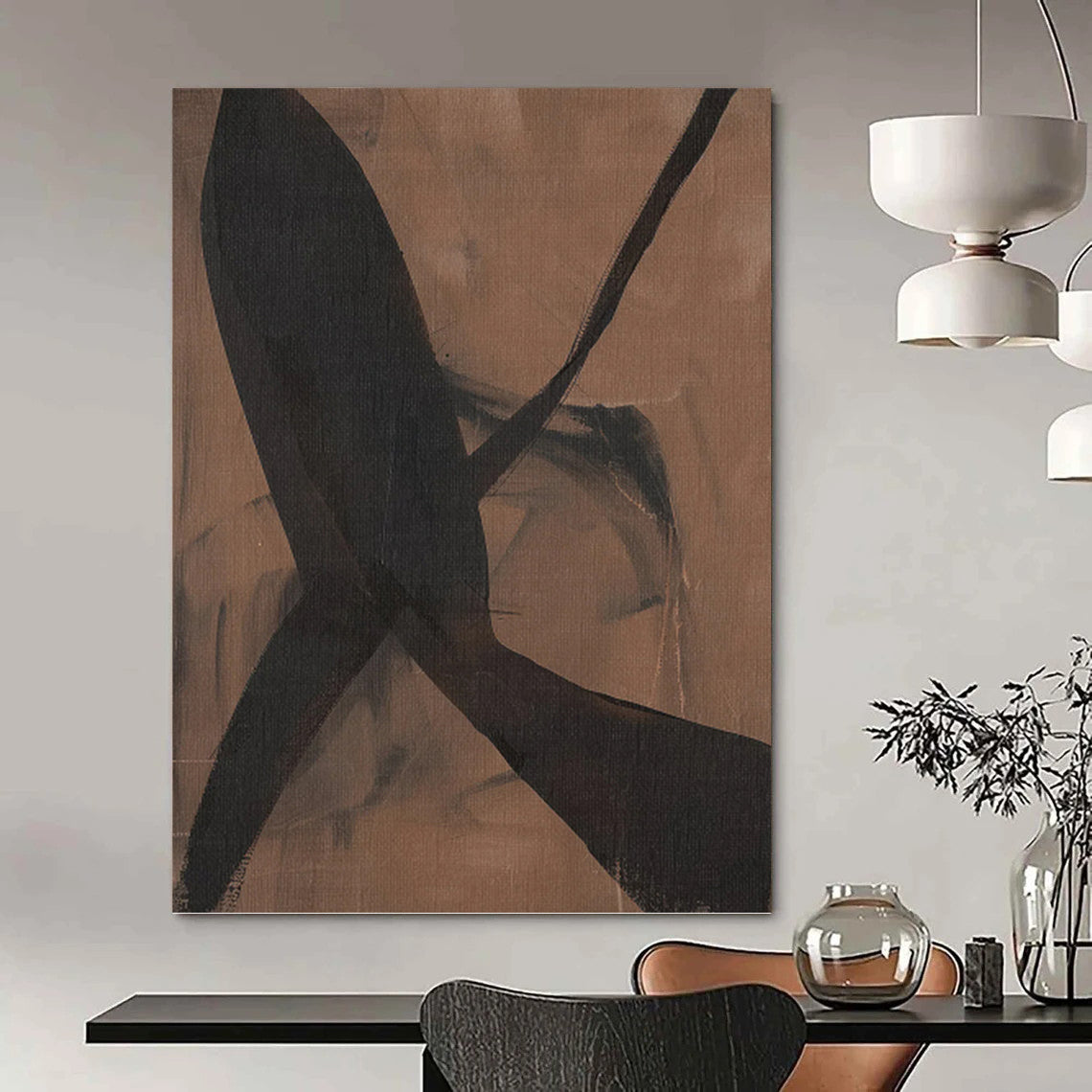 Designer - Driven Elegance: Hand - Painted Textured Canvas Art for Dining Room & Hotel Lobby DKH1156