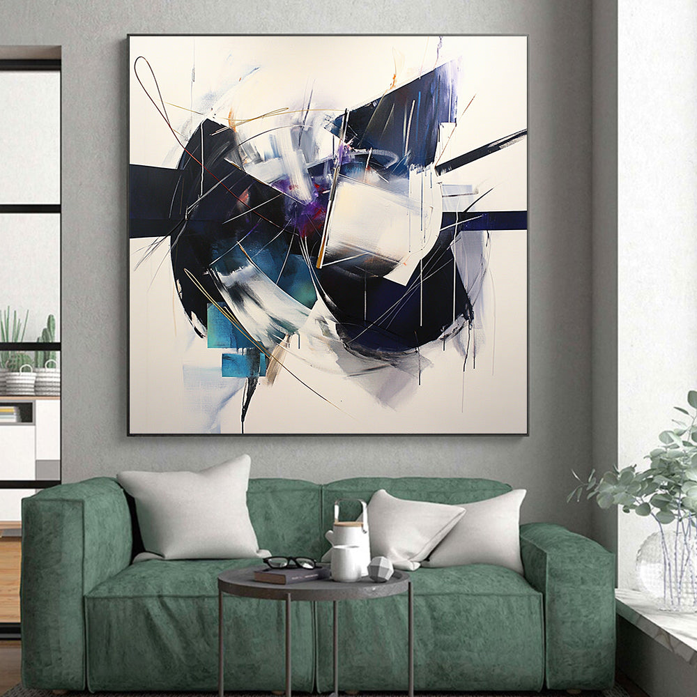 Colorful Abstract Shapes "Vibrant Fusion" Painting On Canvas HB291