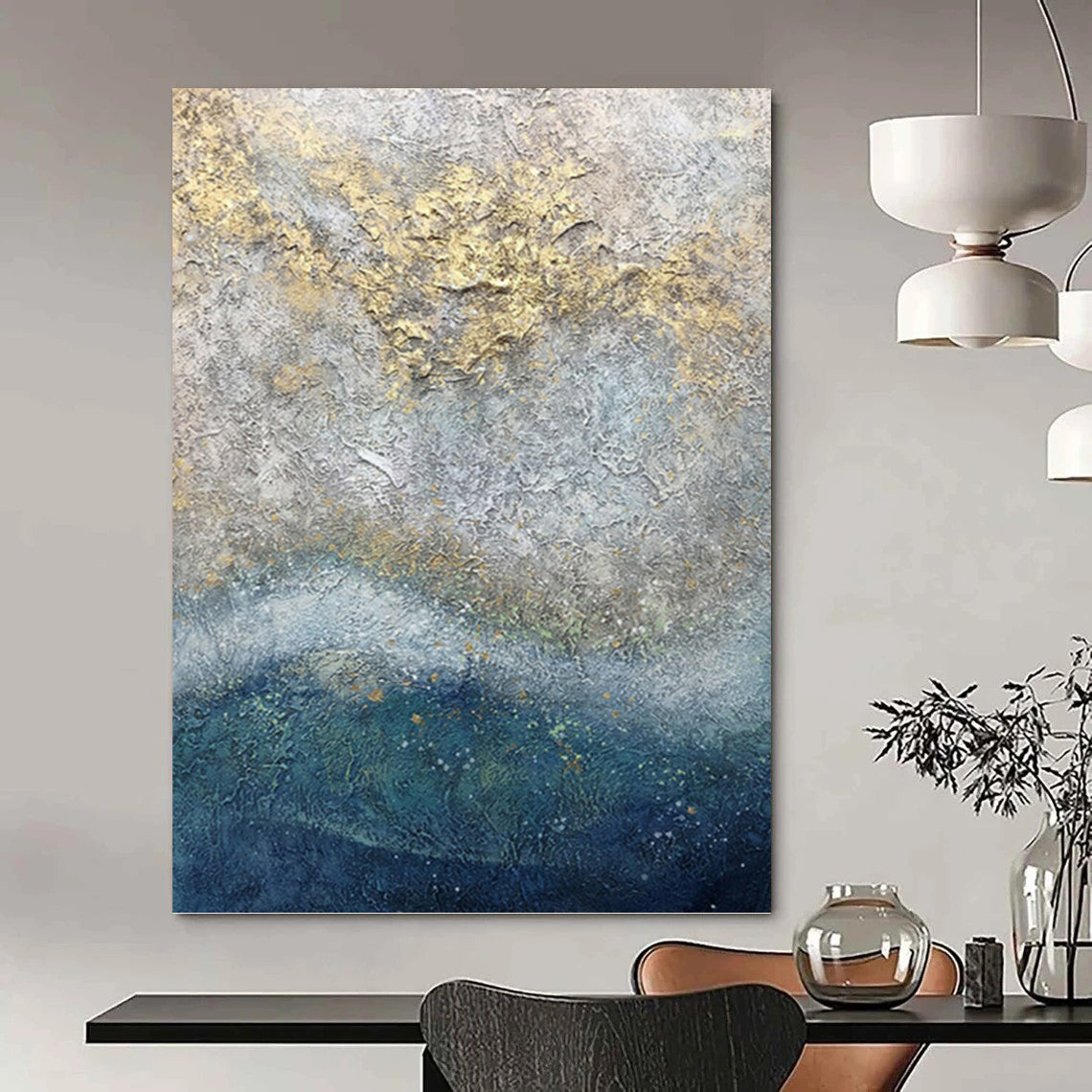 Delicately Textured Abstract Painting for Bedroom & Office DKH0958