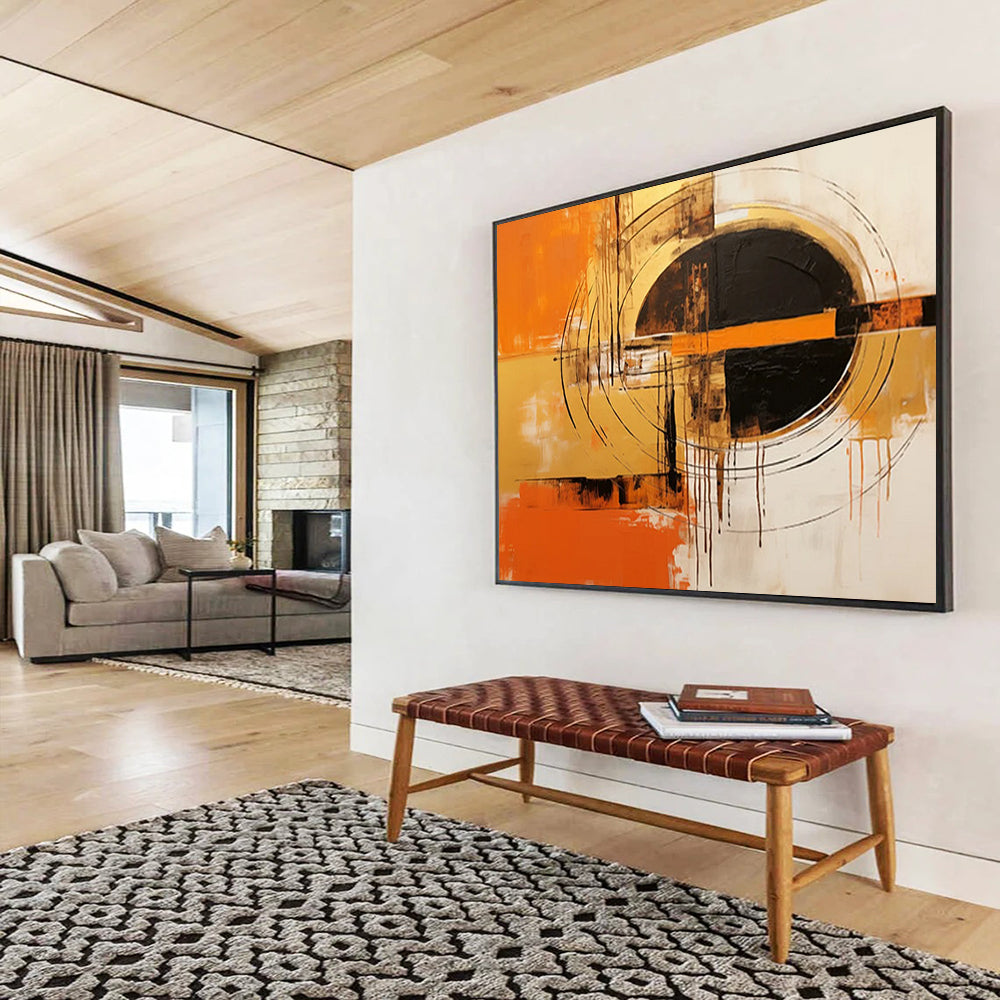 Orange - Black Geometric Dynamism - Bold Entryway Art DLZ105