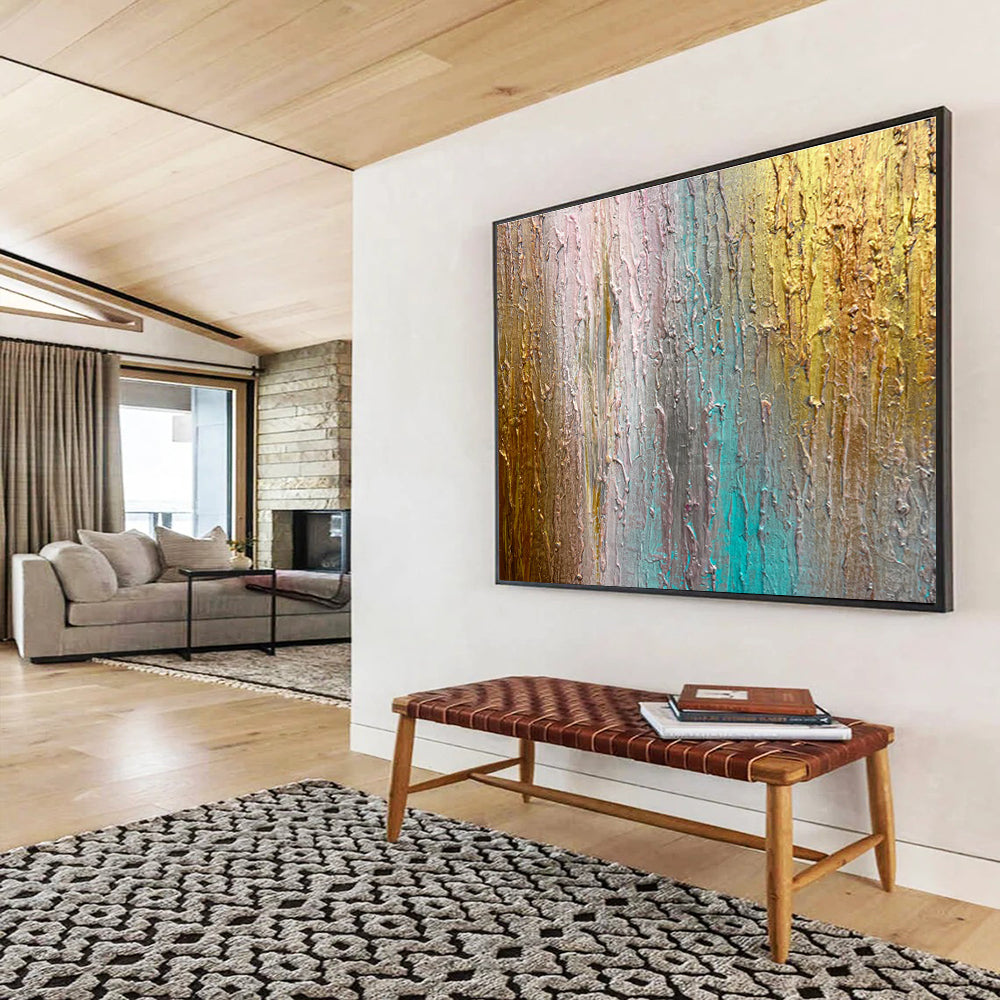 Cozy Large Abstract Painting with Plush Textured Surfaces for Bedroom & Hallway DKH916