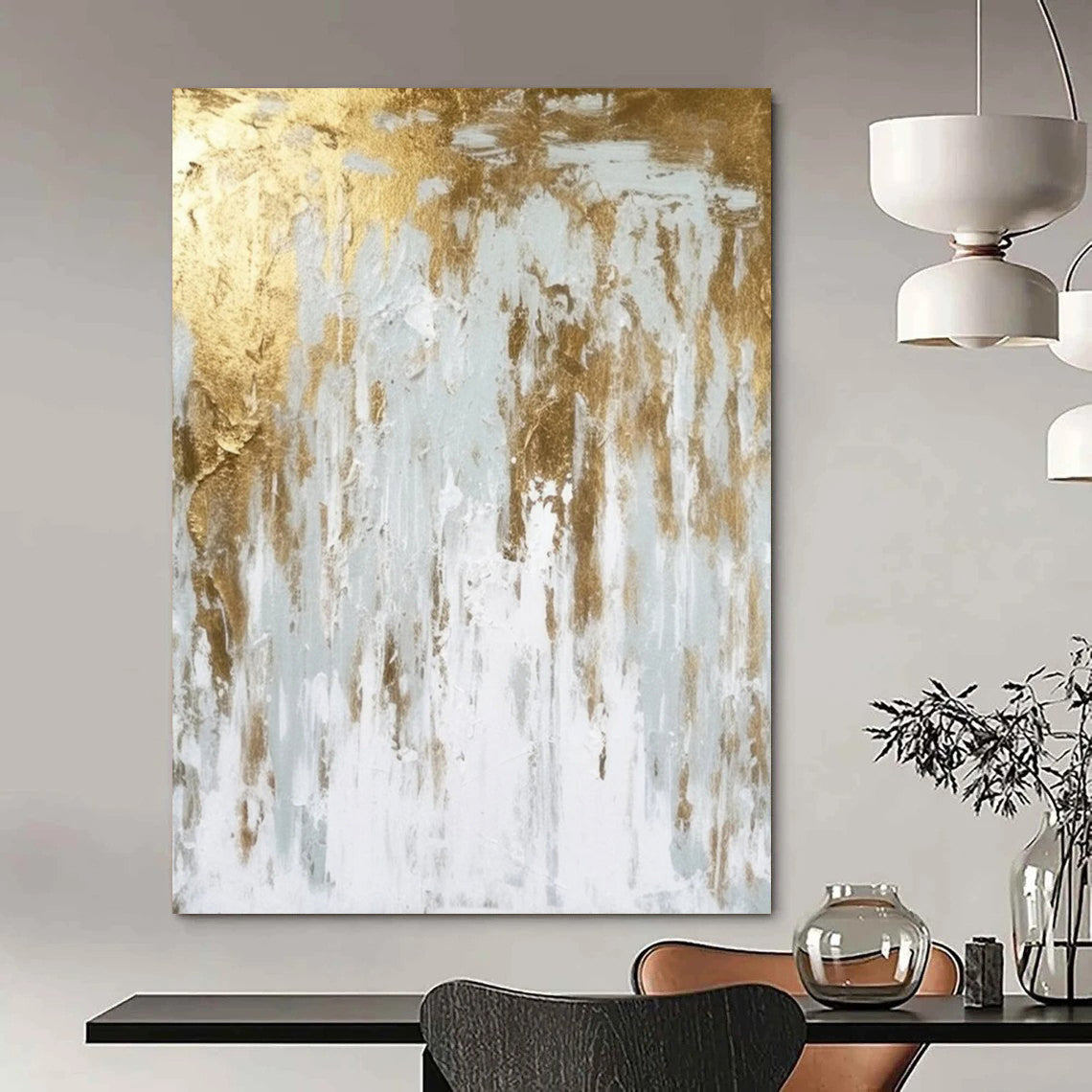 Grand - Sized Hand - Painted Custom Abstract Canvas for Office and Bar DTP074