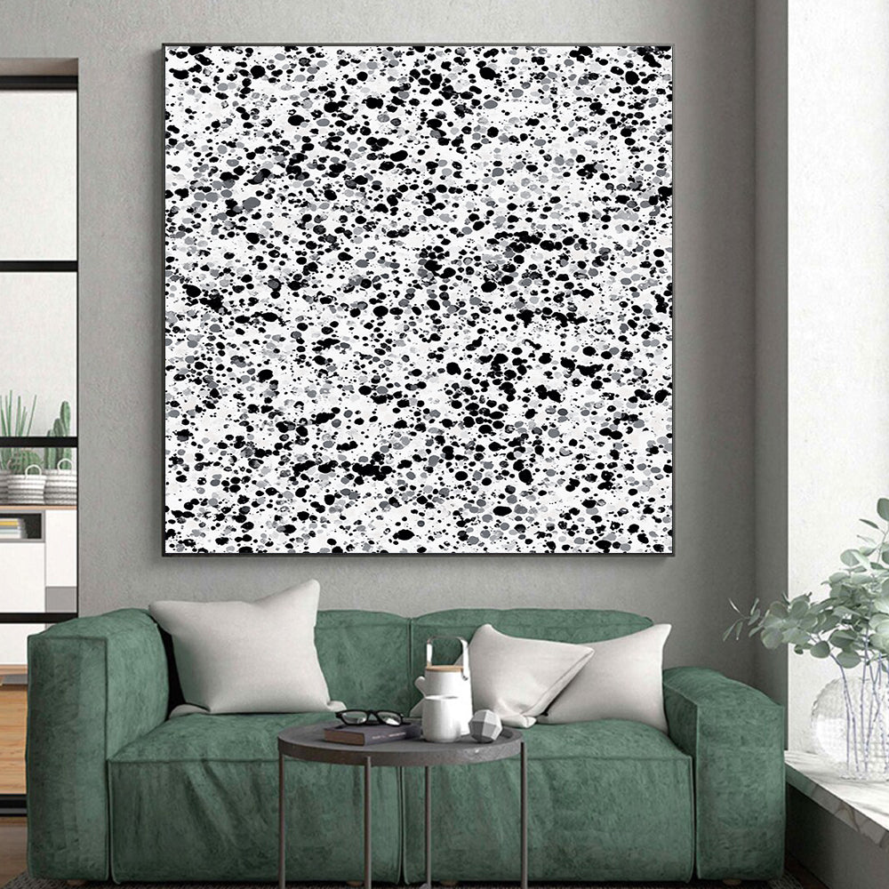 Black, Gray and White Splatter "Subtle Chaos" Painting On Canvas HB257